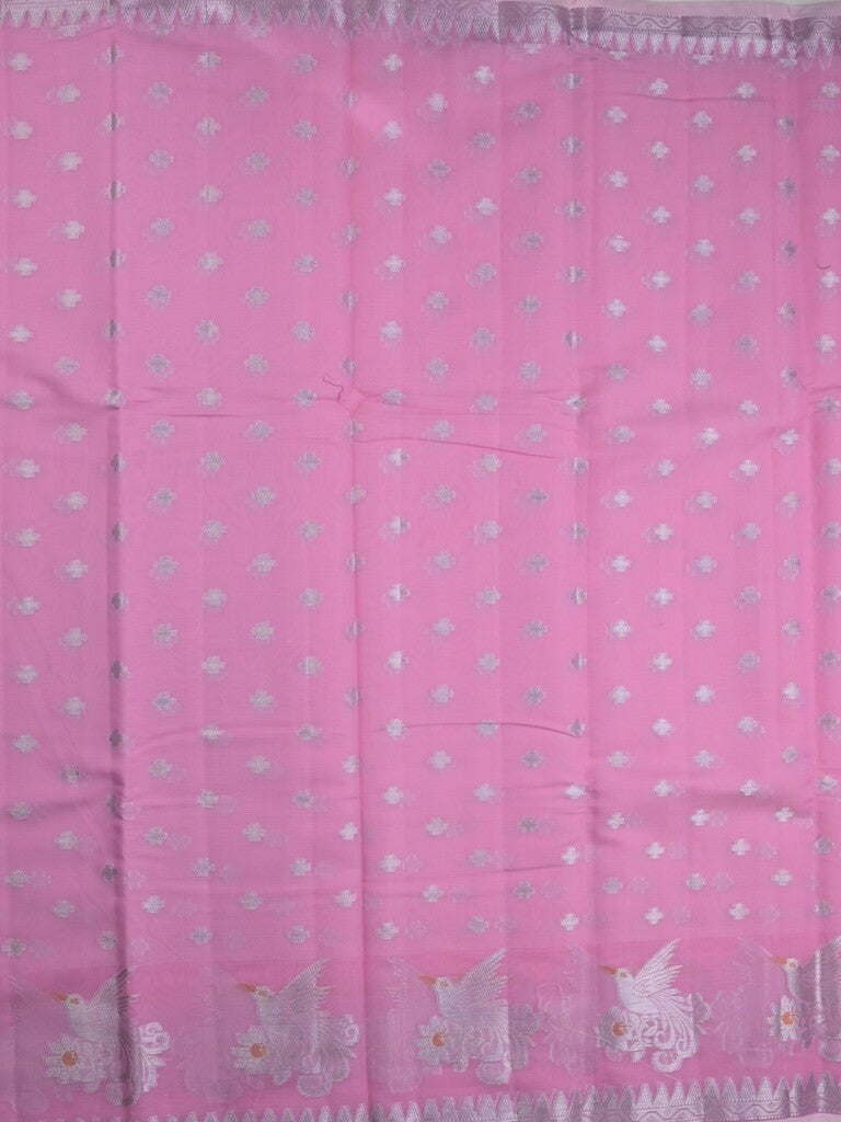 Chanderi fancy saree baby pink color allover zari weaves & weaving border with brocade pallu and brocade blouse