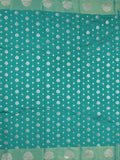 Chanderi kora fancy saree peacock blue color allover zari motifs & zari border with rich pallu and plain blouse