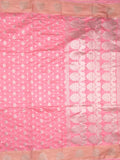 Chanderi kora fancy saree light pink color allover zari motifs & zari border with rich pallu and plain blouse