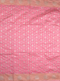 Chanderi kora fancy saree light pink color allover zari motifs & zari border with rich pallu and plain blouse