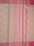 Kota tissue fancy saree light beige color allover zari weaves & zari border with rich pallu and contrast tissue blouse