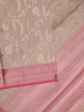 Kota tissue fancy saree light beige color allover zari weaves & zari border with rich pallu and contrast tissue blouse