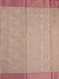 Kota tissue fancy saree light beige color allover zari weaves & zari border with rich pallu and contrast tissue blouse