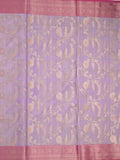 Kota tissue fancy saree lavender color allover zari weaves & zari border with rich pallu and contrast tissue blouse