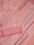 Kota tissue fancy saree baby pink color allover zari weaves & zari border with rich pallu and contrast tissue blouse