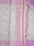 Kota tissue fancy saree light blue color allover zari weaves & zari border with rich pallu and contrast tissue blouse