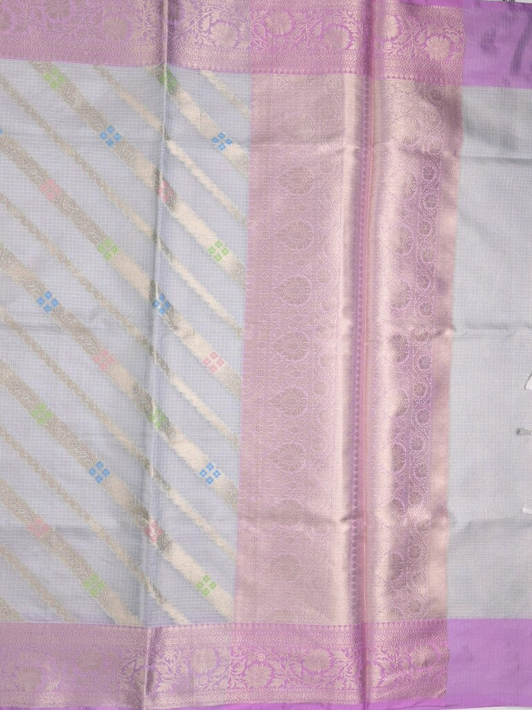 Kota tissue fancy saree light blue color allover zari weaves & zari border with rich pallu and contrast tissue blouse