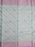 Kota tissue fancy saree light blue color allover zari weaves & zari border with rich pallu and contrast tissue blouse
