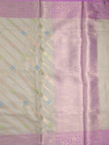 Kota tissue fancy saree light pista green color allover zari weaves & zari border with rich pallu and contrast tissue blouse