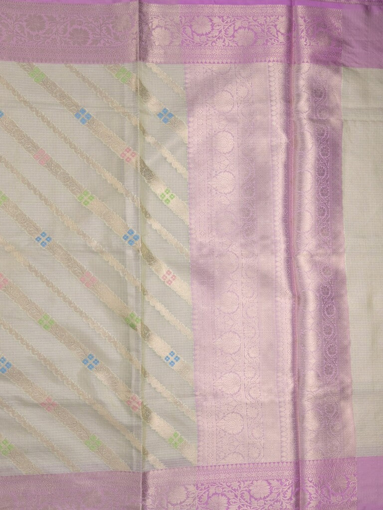 Kota tissue fancy saree light pista green color allover zari weaves & zari border with rich pallu and contrast tissue blouse