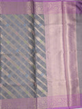 Kota tissue fancy saree light grey color allover zari weaves & zari border with rich pallu and contrast tissue blouse
