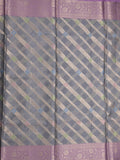 Kota tissue fancy saree light grey color allover zari weaves & zari border with rich pallu and contrast tissue blouse
