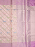 Kota tissue fancy saree cream color allover zari weaves & zari border with rich pallu and contrast tissue blouse