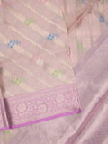 Kota tissue fancy saree cream color allover zari weaves & zari border with rich pallu and contrast tissue blouse