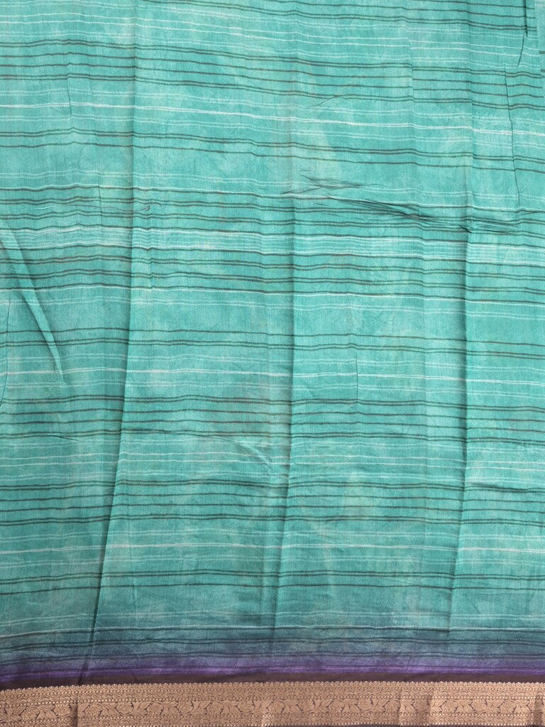 Tussar fancy saree lux green color allover prints & zari, printed border with contrast pallu and attached printed blouse