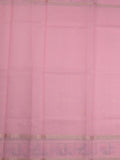 Organza fancy saree light pink color allover embroidery & embroidery border with short zari pallu and plain self blouse
