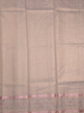Organza fancy saree light grey color allover embroidery & embroidery border with short zari pallu and plain self blouse