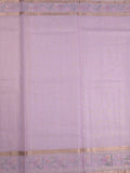Organza fancy saree lavender color allover embroidery & embroidery border with short zari pallu and plain self blouse