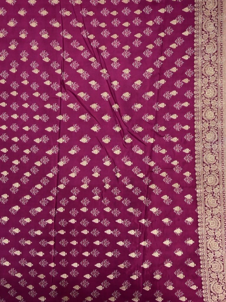 Modal silk saree magenta color allover prints & zari border with rich pallu and printed blouse