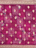 Modal silk saree magenta color allover prints & zari border with rich pallu and printed blouse