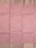 Kota tissue fancy saree baby pink color allover embroidery & zari border with short pallu and plain blouse