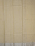Jute tissue fancy saree light yellow color allover embroidery & zari border with short pallu and plain self blouse