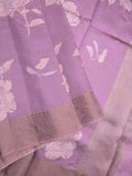 Dupion fancy saree purple color allover digital prints & zari border with short pallu and printed blouse