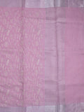 Jute tissue fancy saree light purple color allover embroidery & zari border with short pallu and plain self blouse