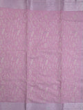 Jute tissue fancy saree light purple color allover embroidery & zari border with short pallu and plain self blouse