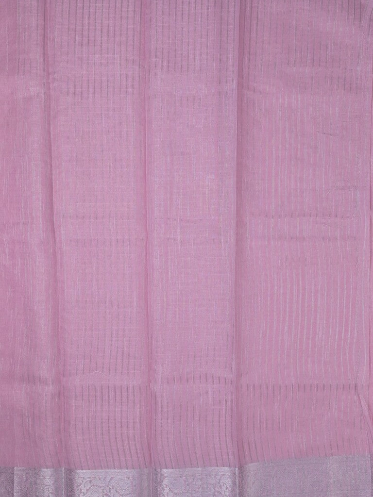 Jute tissue fancy saree light purple color allover embroidery & zari border with short pallu and plain self blouse