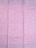 Jute tissue fancy saree lavender color allover embroidery & kaddi border with short pallu and plain self blouse