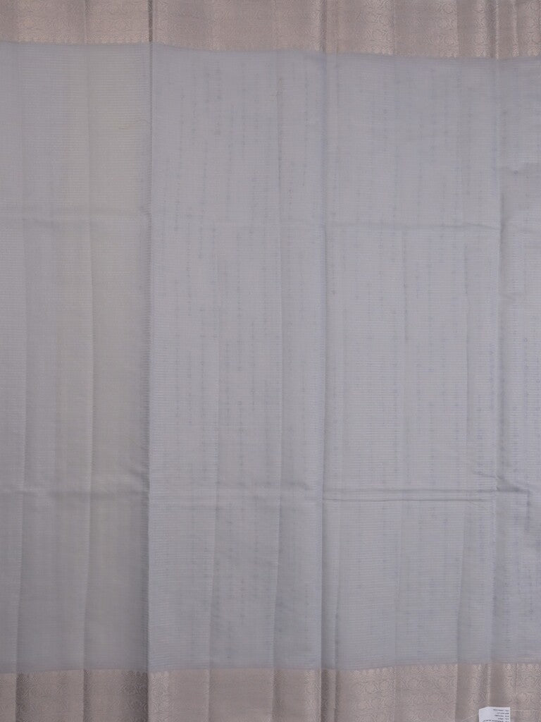 Kota tissue fancy saree bluish grey color allover embroidery & zari border with short pallu and plain self blouse