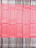 Kanchi pattu saree rose pink color allover zari weaves & big zari border with rich pallu and contrast plain bouse