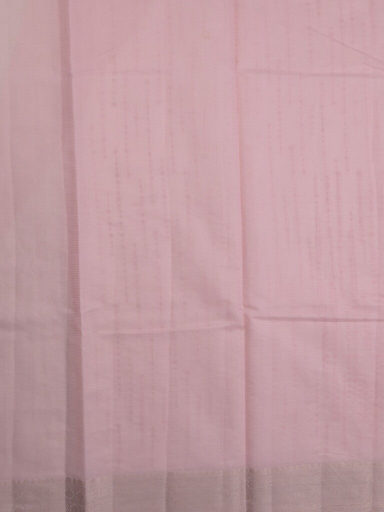 Kota tissue fancy saree baby pink color allover embroidery & zari border with short pallu and plain self blouse