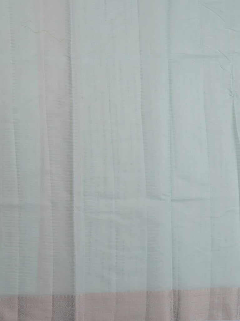 Kota tissue fancy saree pastel blue color allover embroidery & zari border with short pallu and plain self blouse