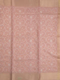 Kota tissue fancy saree baby pink color allover embroidery & zari border with short pallu and plain self blouse