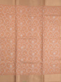 Kota tissue fancy saree peach color allover embroidery & zari border with short pallu and plain self blouse