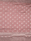 Dupion fancy saree baby pink color allover zari motifs & zari border with rich pallu and plain contrast blouse