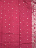 Dupion fancy saree baby pink color allover zari motifs & zari border with rich pallu and plain contrast blouse
