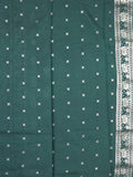 Dupion fancy saree lux green color allover zari motifs & zari border with rich pallu and plain contrast blouse