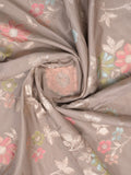 Georgette fancy saree grey color allover zari weaves & zari border with rich pallu and plain self blouse