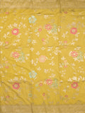 Georgette fancy saree golden yellow color allover zari weaves & zari border with rich pallu and plain self blouse