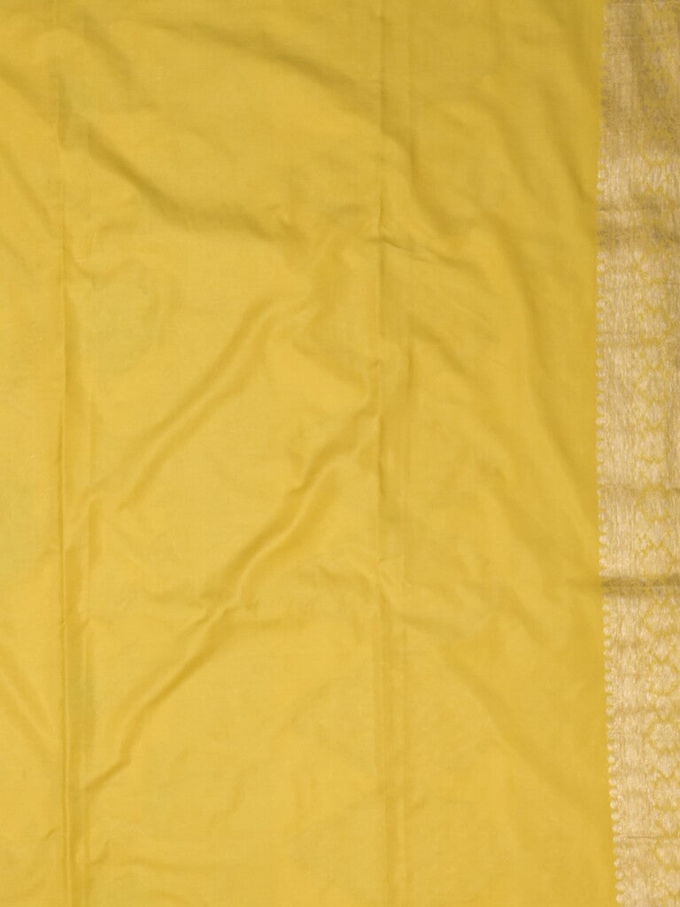 Georgette fancy saree golden yellow color allover zari weaves & zari border with rich pallu and plain self blouse