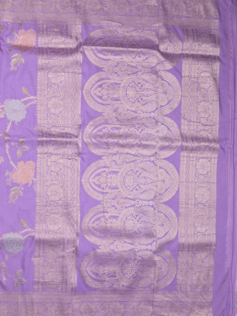 Georgette fancy saree lavender color allover zari weaves & zari border with rich pallu and plain self blouse