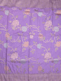 Georgette fancy saree lavender color allover zari weaves & zari border with rich pallu and plain self blouse