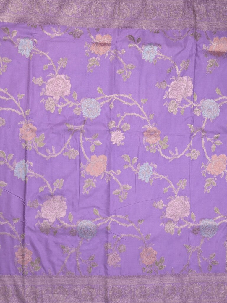 Georgette fancy saree lavender color allover zari weaves & zari border with rich pallu and plain self blouse