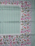 Tussar fancy saree lux green color allover motifs & printed border with running pallu and attached self blouse