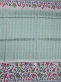 Tussar fancy saree lux green color allover motifs & printed border with running pallu and attached self blouse