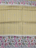 Tussar fancy saree snuff color allover motifs & printed border with running pallu and attached self blouse