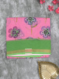 Kota fancy saree light pink color allover prints & small kaddi border with contrast pallu and plain blouse